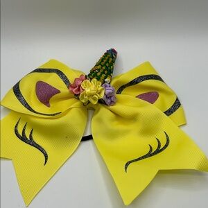 Yellow Unicorn Bow Hair Accessory with Sequin Horn